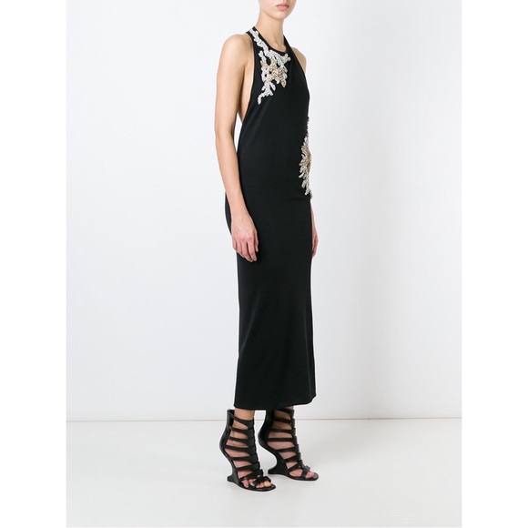 New Balmain Embellished Crystal Halter Midi Dress - Picture 2 of 8